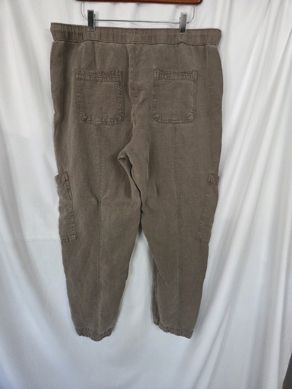 C&C California Lught Brown Linen Straight Leg Drawstring Pants Size XL - Picture 3 of 6